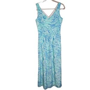 Vineyard Vines Woman's Size 2 Colorful Maxi Dress Floral Lined  V neck Side Zip